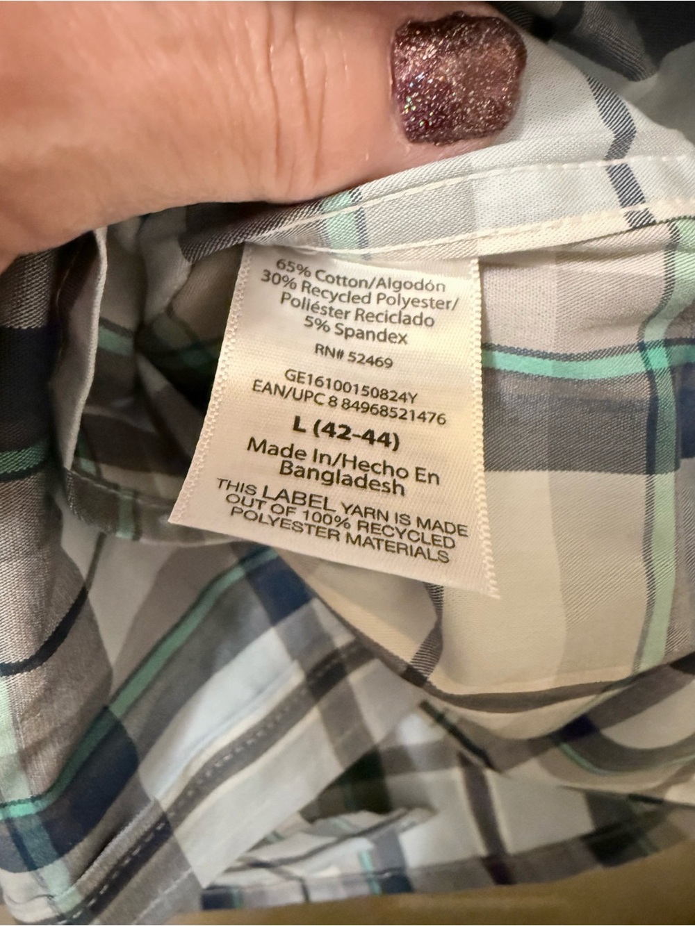 George Cotton Blend Blue Plaid Short Sleeve Commuter Shirt Size Large - Picture 5 of 5